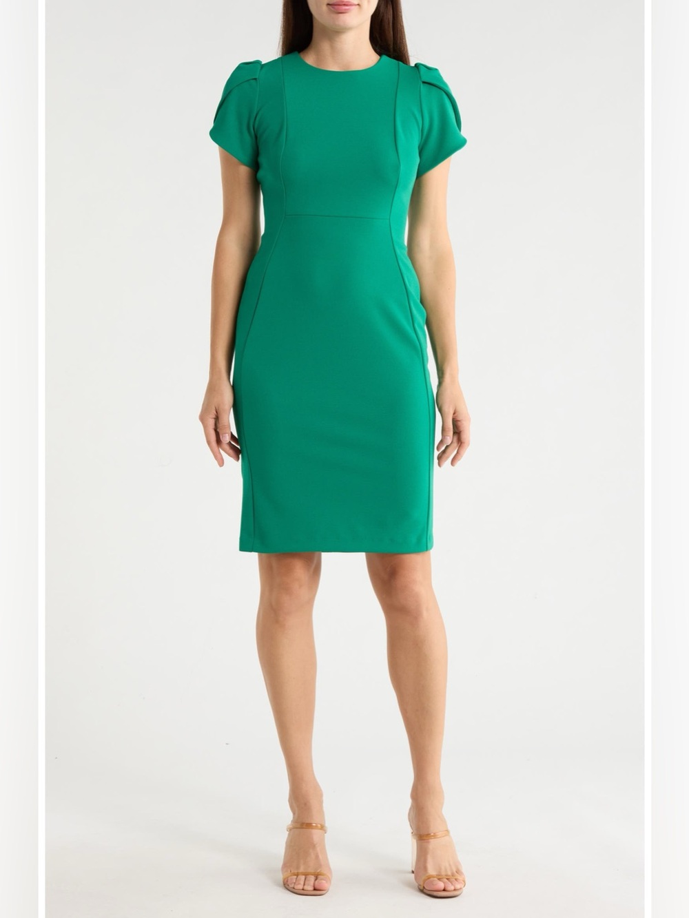 Calvin Klein Emerald Green Cap-Sleeve Sheath Dress